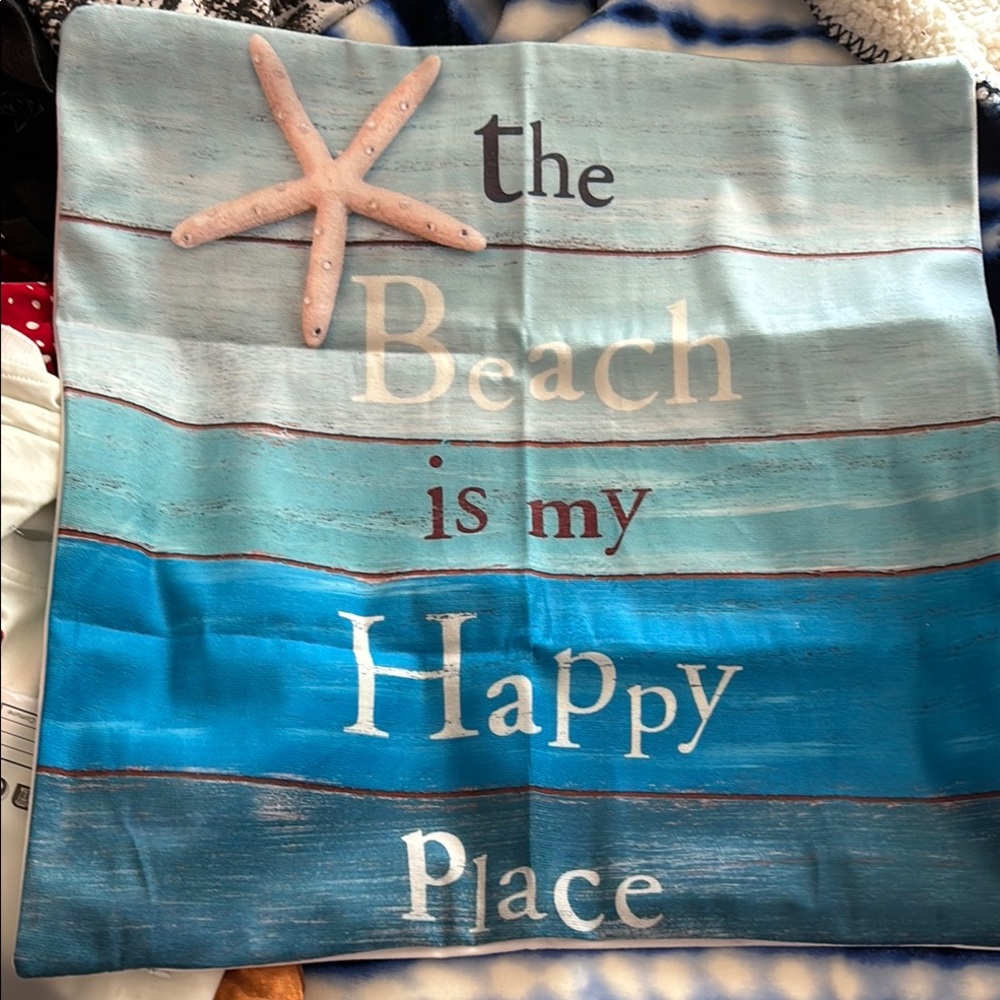 Happy Place Beach Pillow Cover 18x18 inches pillow NOT included